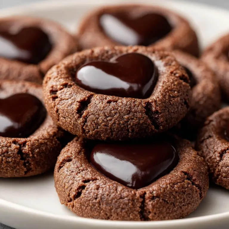 Heart-Shaped Chocolate Thumbprint Cookies Recipe
