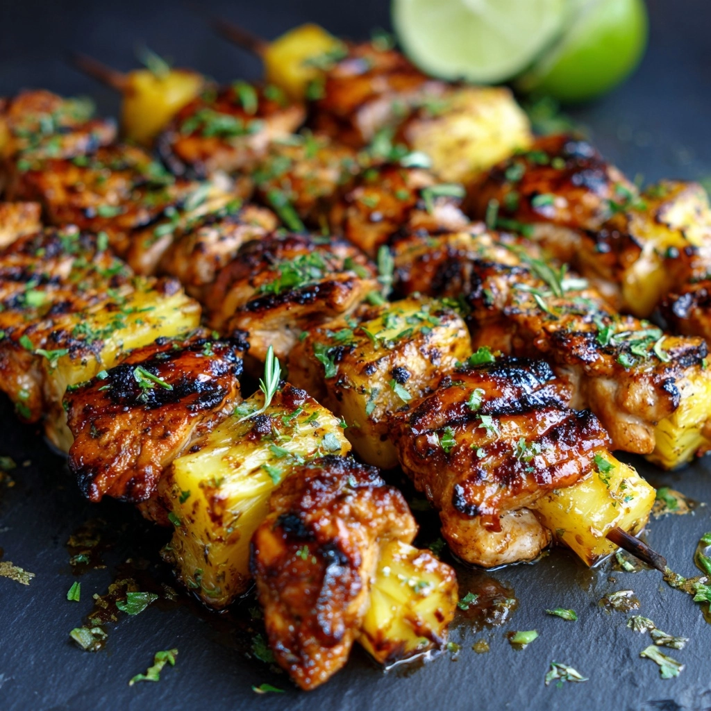 Sweet and Spicy Grilled Chicken and Pineapple Skewers Recipe - Recipe Image