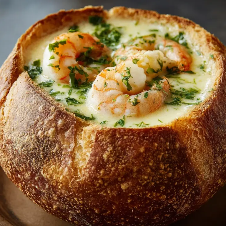 Stuffed Seafood Soup Bread Bowl Recipe