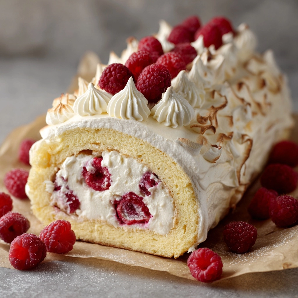 Raspberry Meringue Roulade Recipe