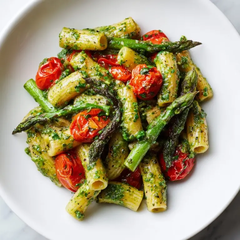 Asparagus Pesto Pasta with Roasted Tomatoes Recipe