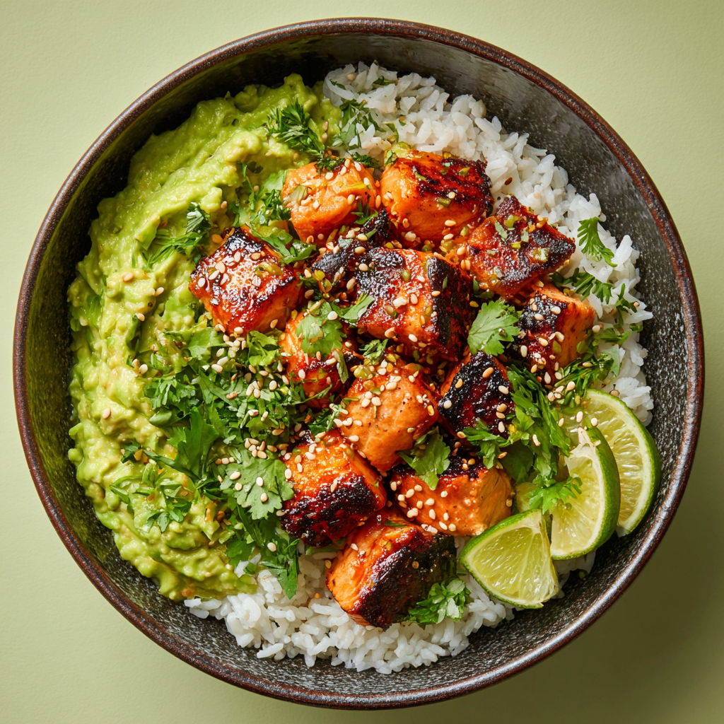 Spicy Chipotle Honey Salmon Bowls Recipe - Recipe Image