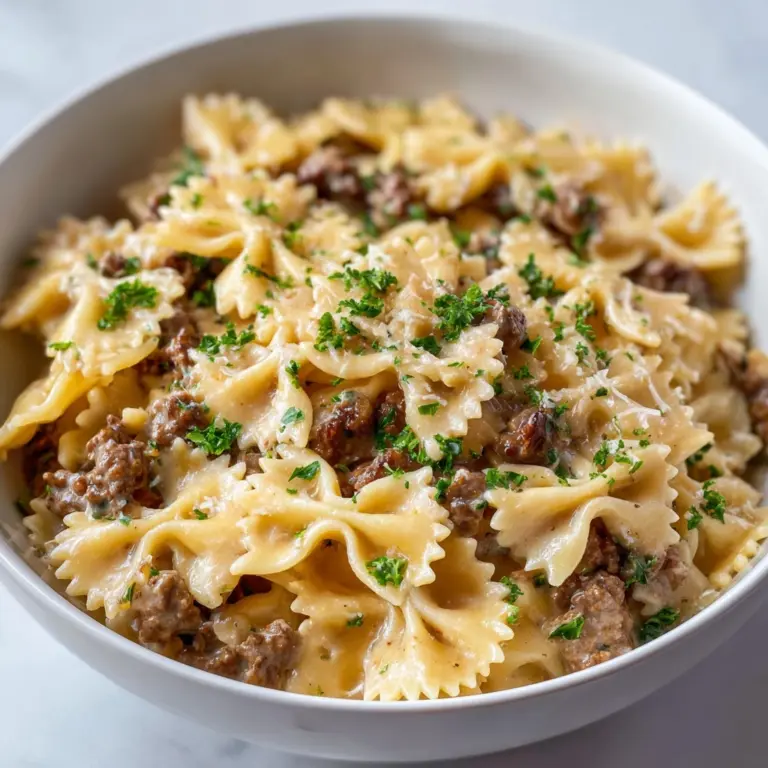 Creamy Beef and Bowtie Pasta Recipe