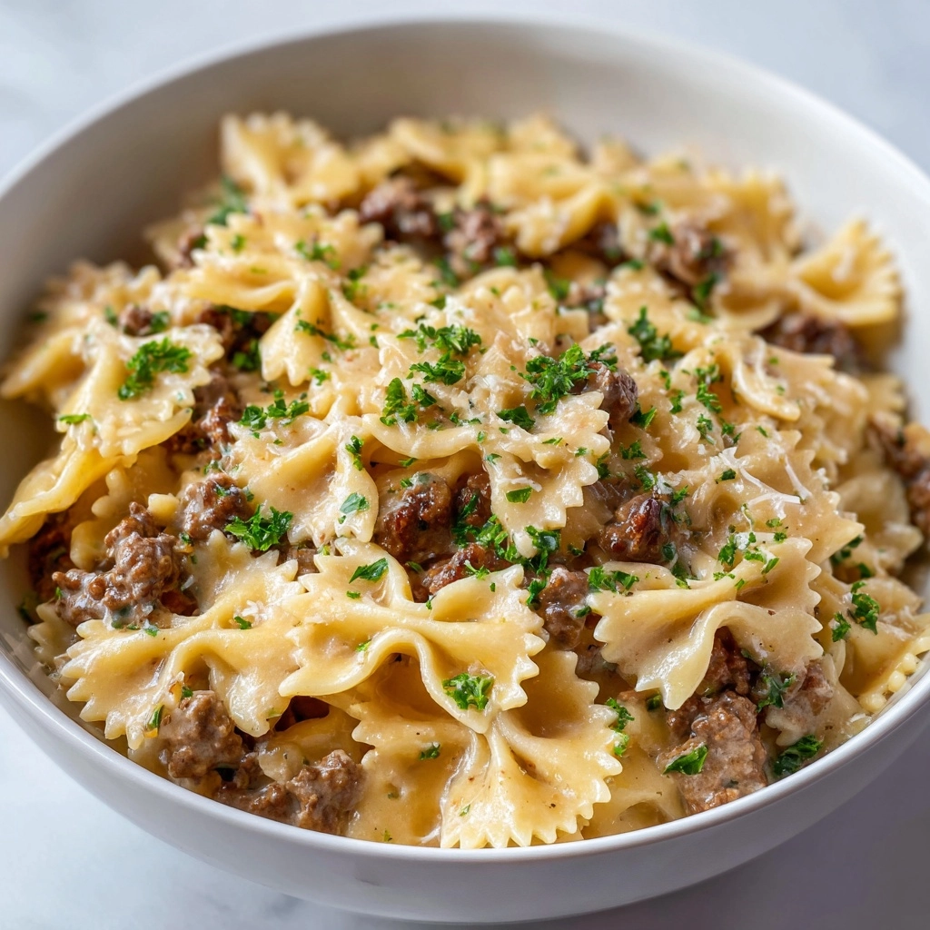 Creamy Beef and Bowtie Pasta Recipe