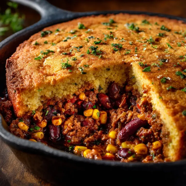 Skillet Chili Cornbread Pot Pie Recipe