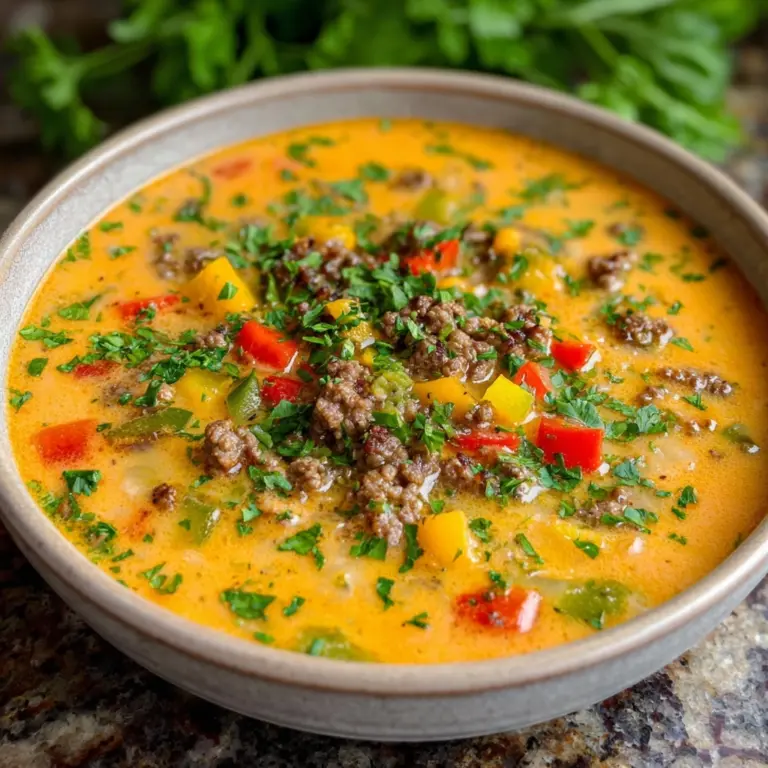 Creamy Slow Cooker Cheeseburger Soup Recipe