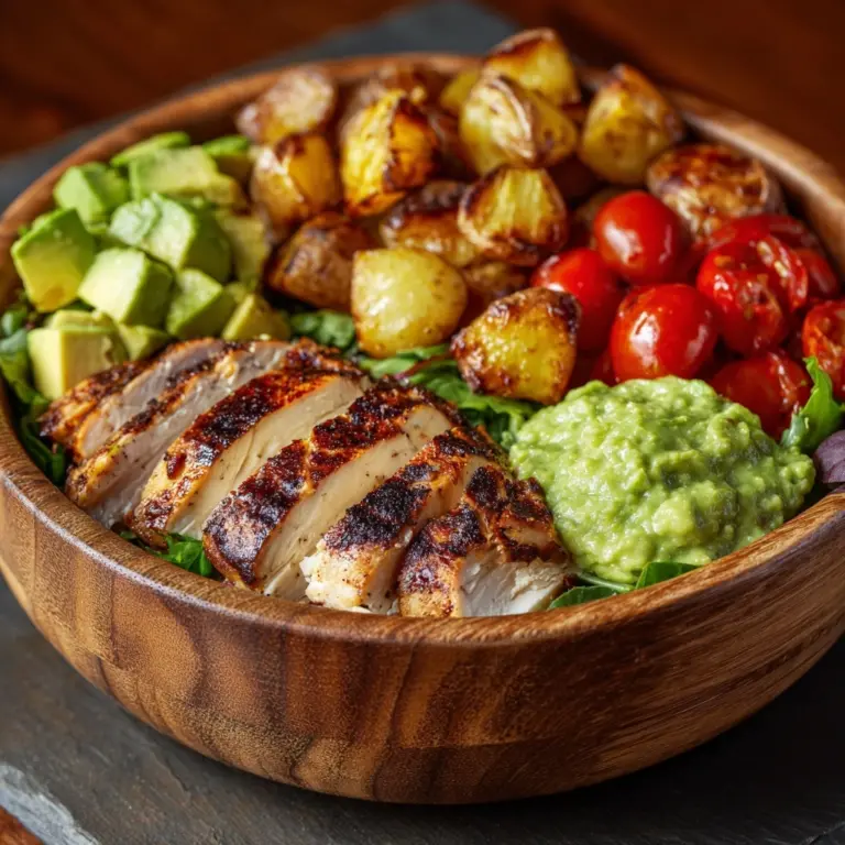Grilled Chicken Bowl with Creamy Avocado Sauce & Veggies Recipe