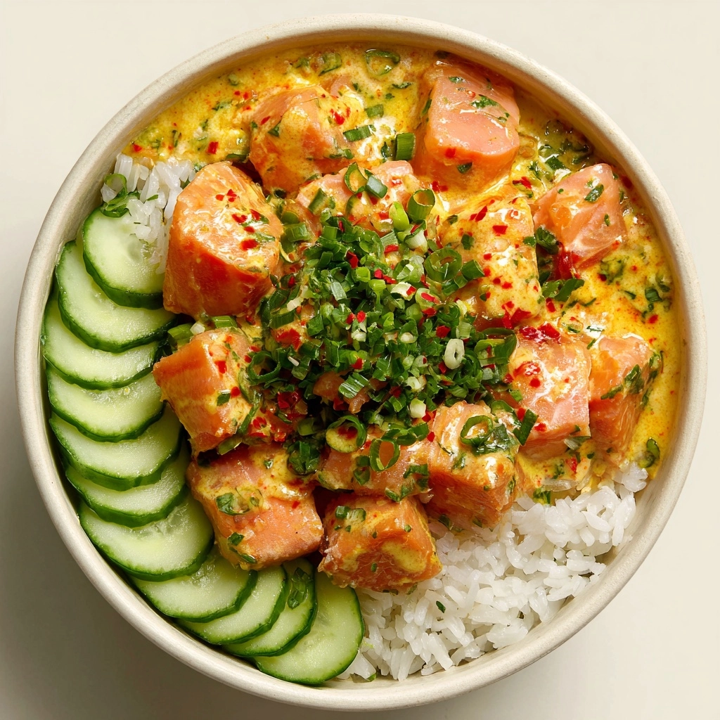 Crispy Rice Salmon Cucumber Salad with Creamy Asian Dressing Recipe - Recipe Image