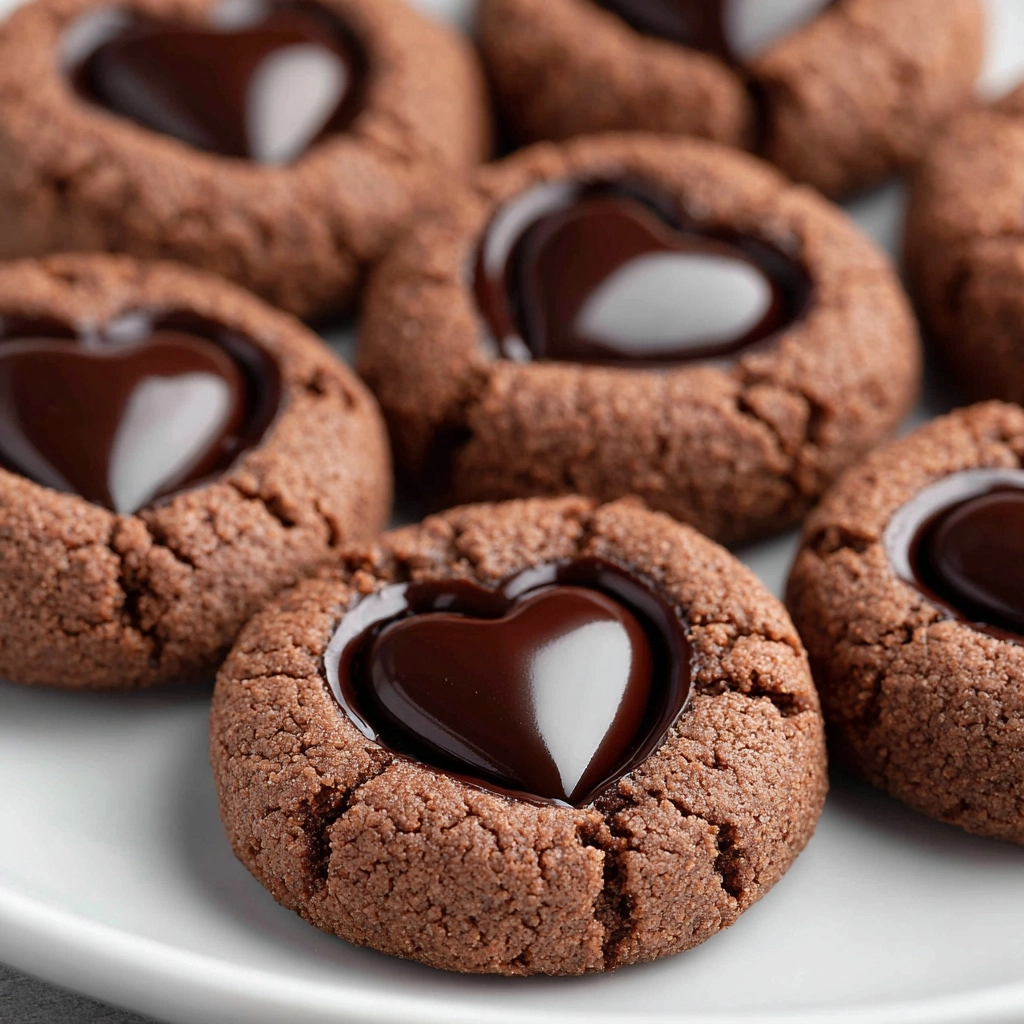 Heart-Shaped Chocolate Thumbprint Cookies Recipe - Recipe Image