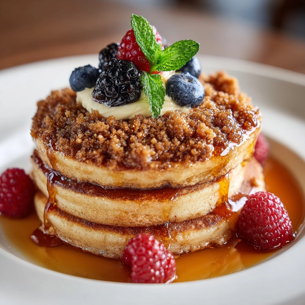 Brown Sugar & Cinnamon Streusel Pancakes Recipe - Recipe Image