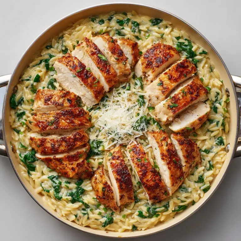 Creamy Parmesan Orzo with Chicken and Asparagus Recipe
