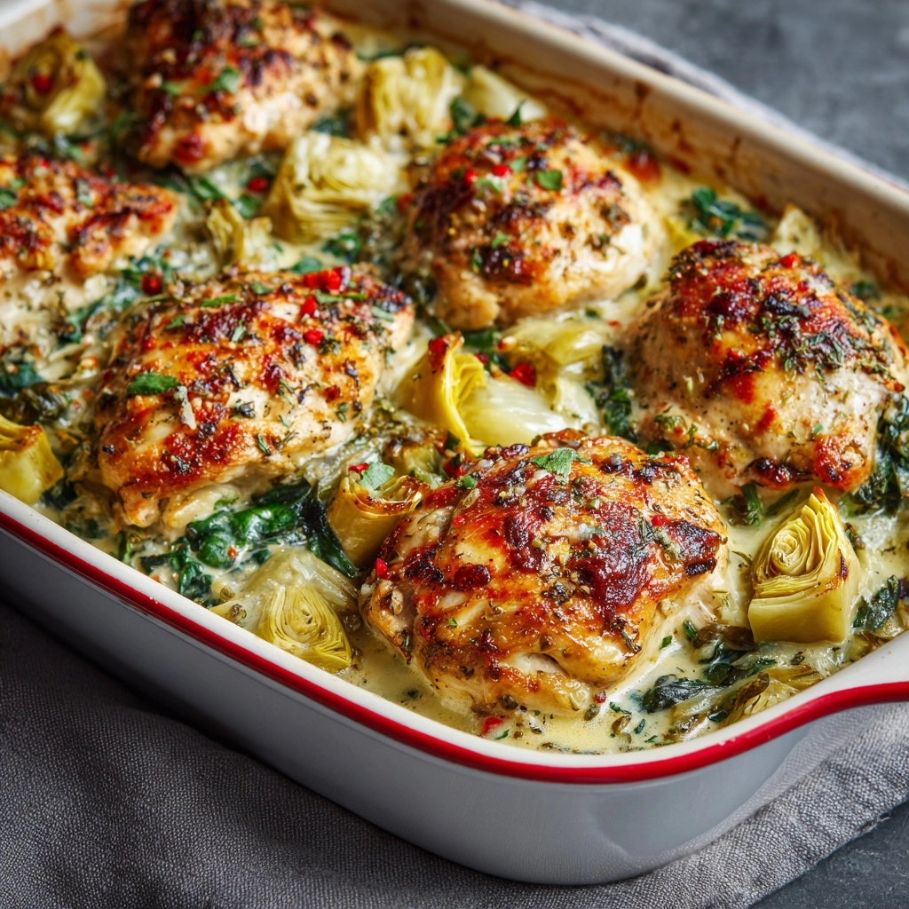 Healthy Spinach Artichoke Chicken Bake Recipe - Recipe Image