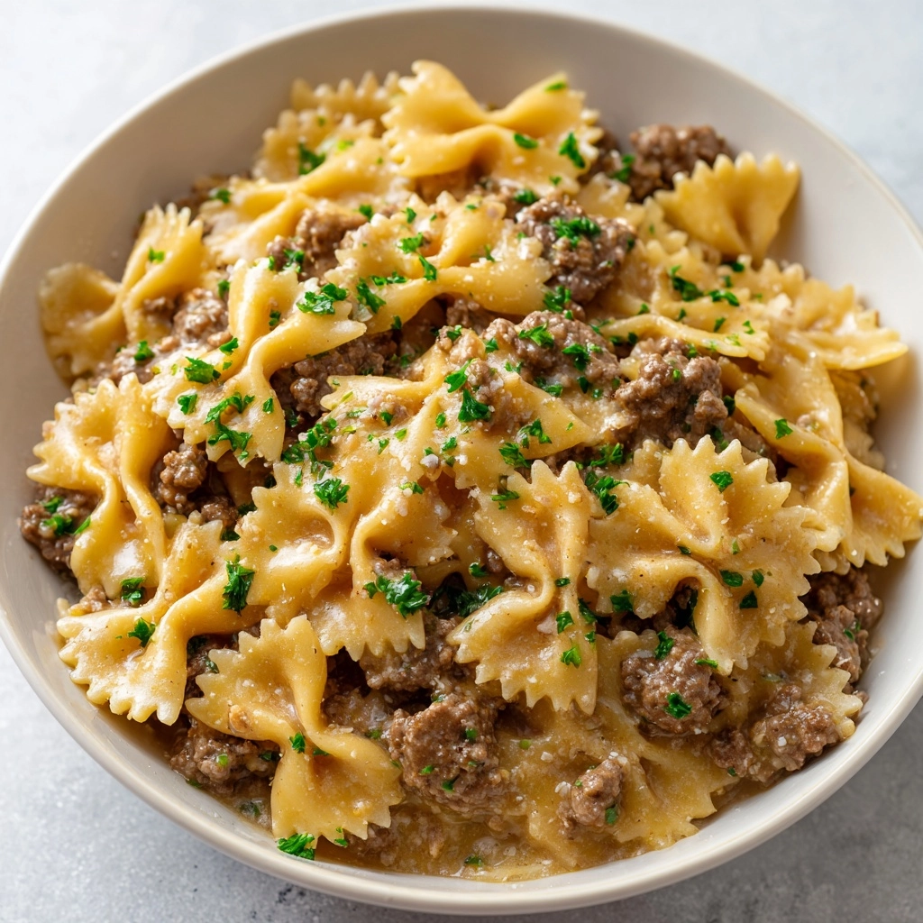 Creamy Beef and Bowtie Pasta Recipe - Recipe Image