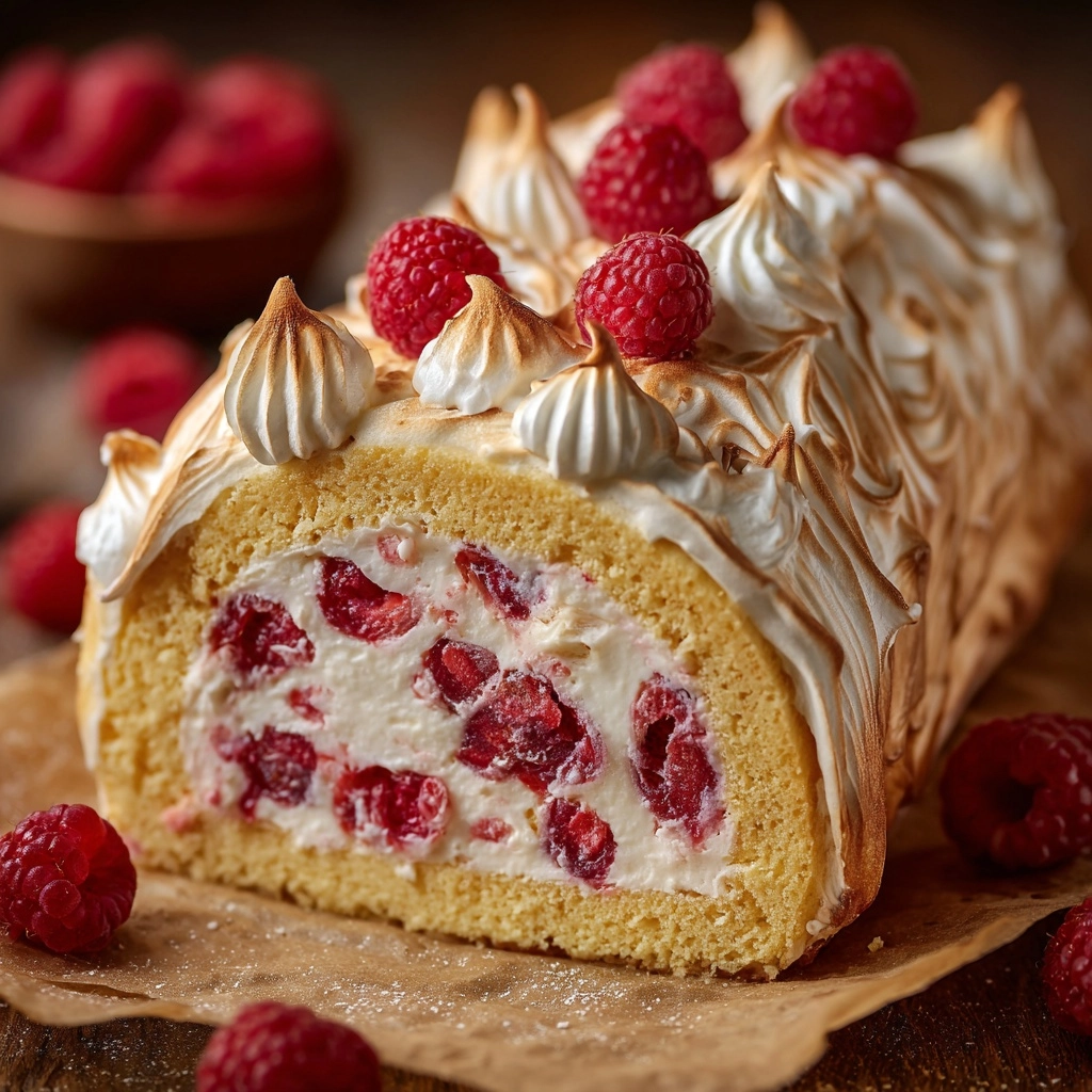 Raspberry Meringue Roulade Recipe - Recipe Image
