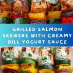 Grilled Salmon Skewers with Creamy Dill Yogurt Sauce Recipe