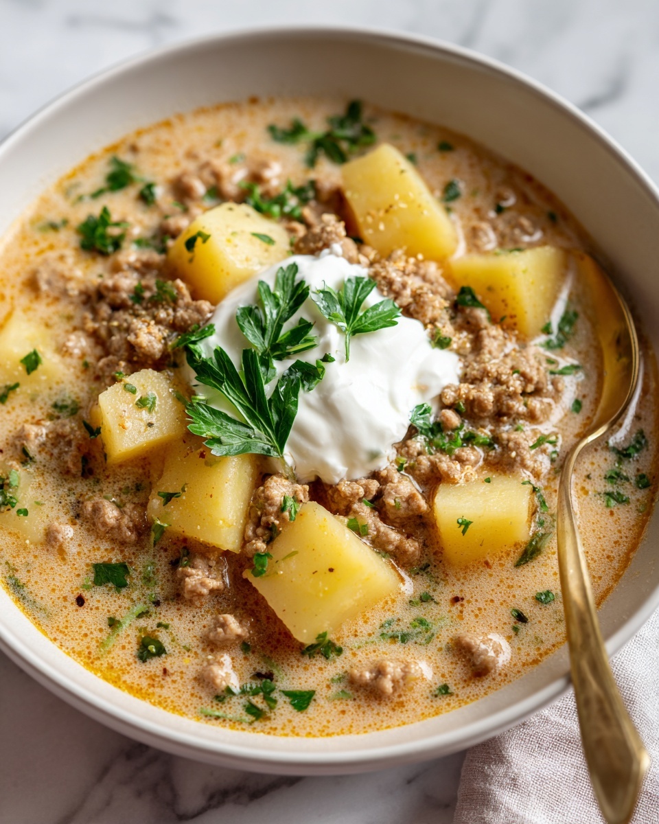 Cozy Potato & Hamburger Crockpot Soup Recipe - Recipe Image