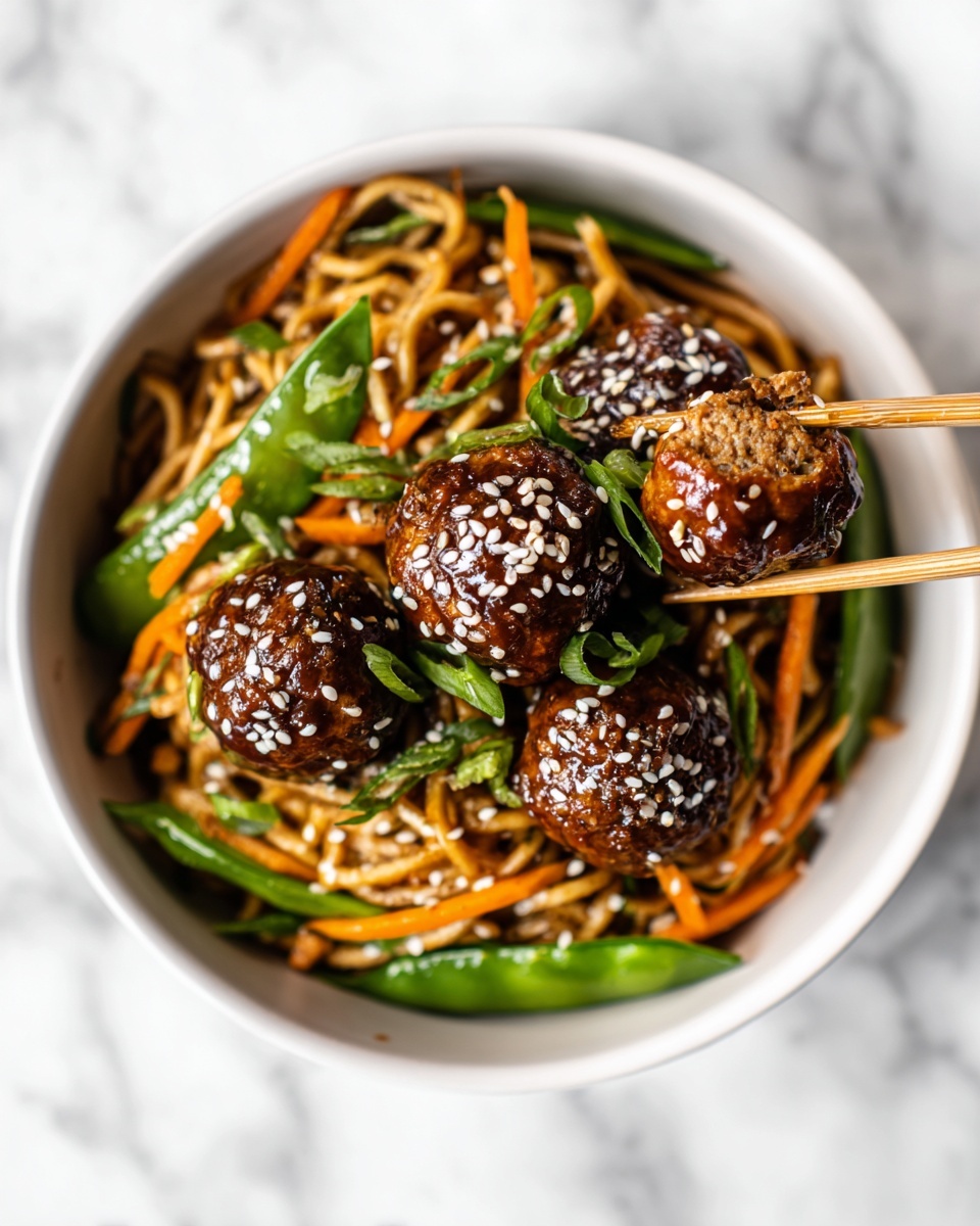 Asian Meatballs with Yakisoba Recipe - Recipe Image