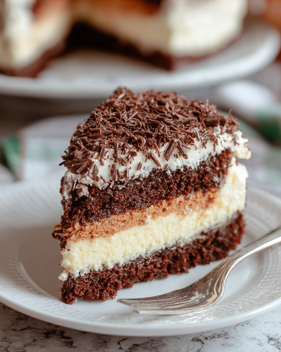 White German Chocolate Cake with a Cheesecake Center Recipe - Recipe Image