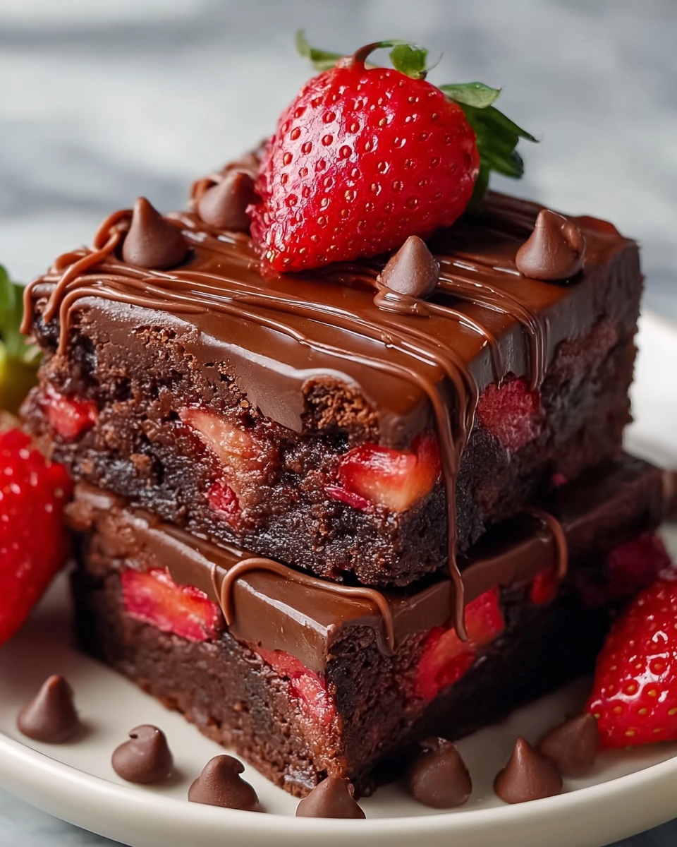 Chocolate-Dipped Strawberry Brownies Recipe - Recipe Image