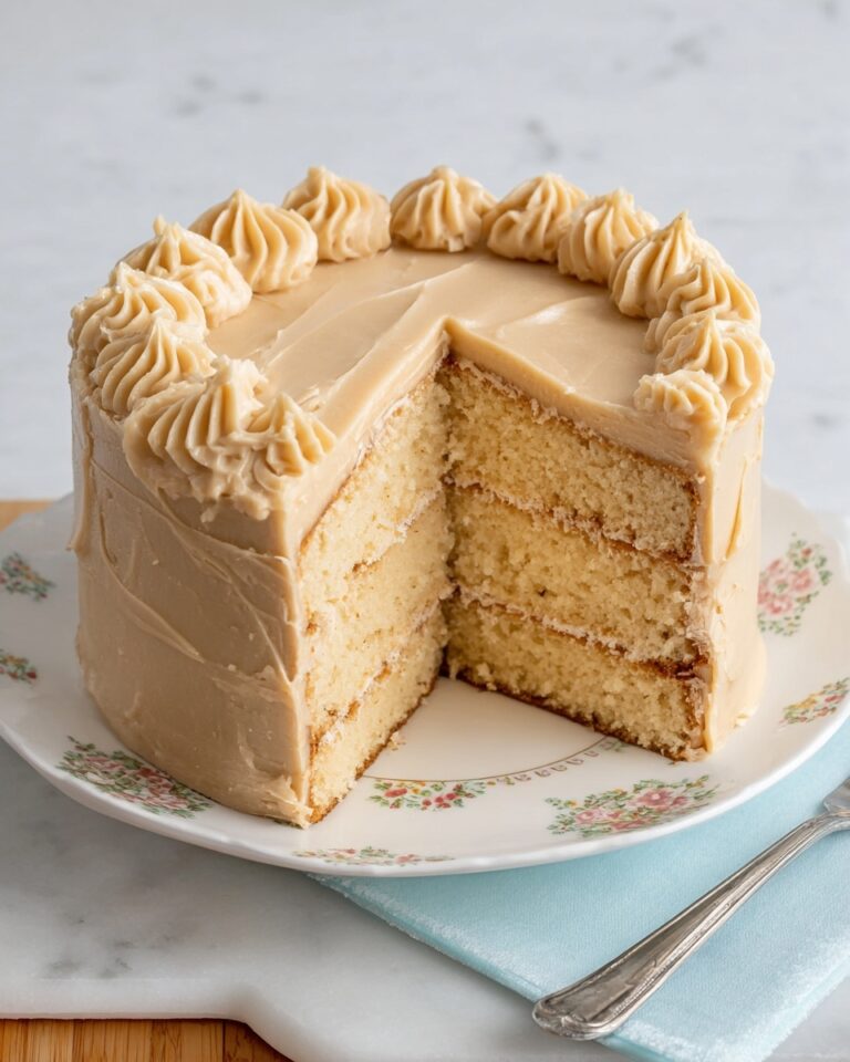 Vanilla Cream Cake with Quick Caramel Frosting Recipe