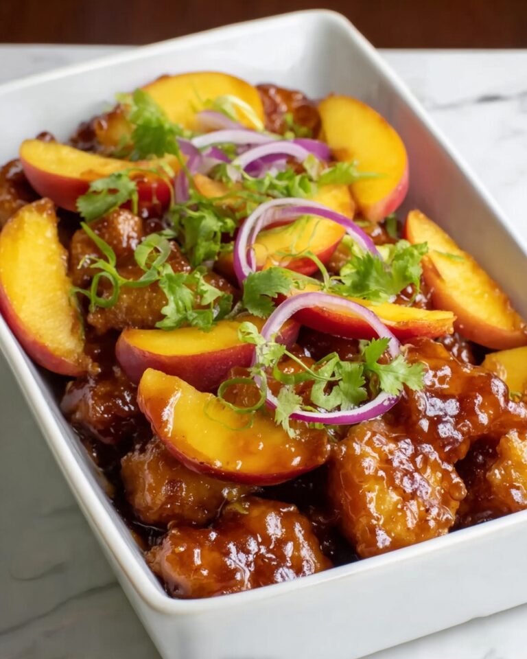 Roasted Peach BBQ Chicken Bake Recipe