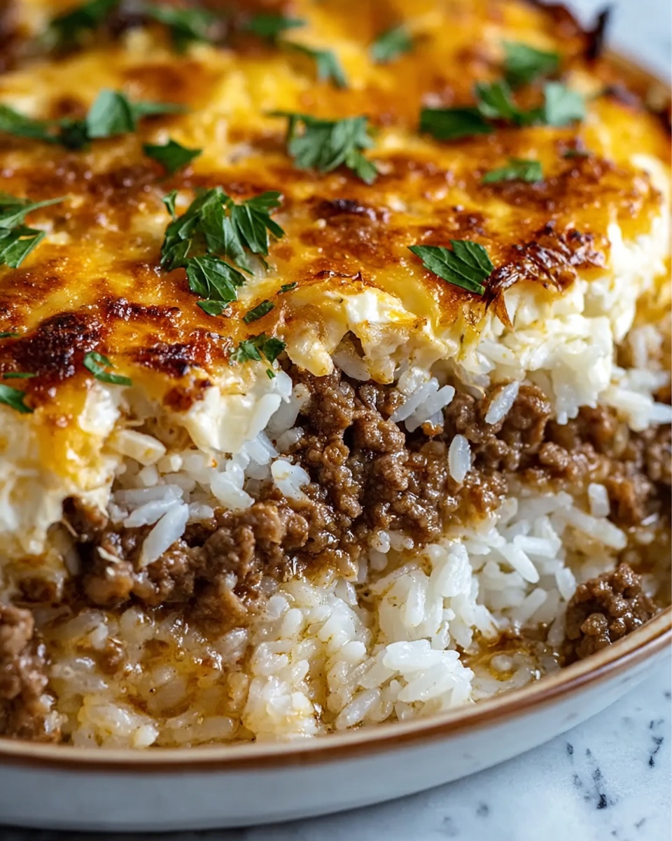 French Onion Ground Beef and Rice Casserole Recipe - Recipe Image