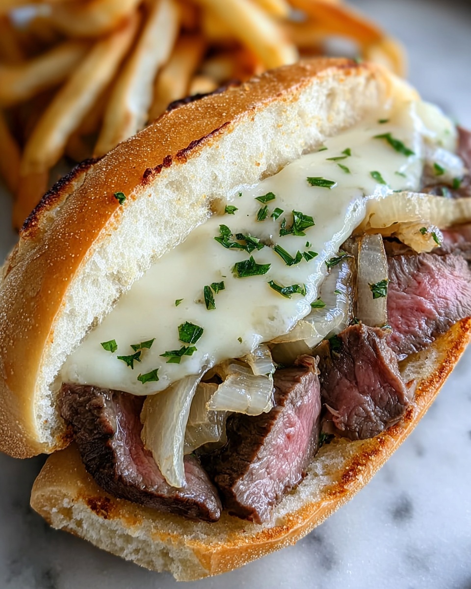 Herb Butter Ribeye Steak Sandwich with Caramelized Onions and Havarti Recipe - Recipe Image
