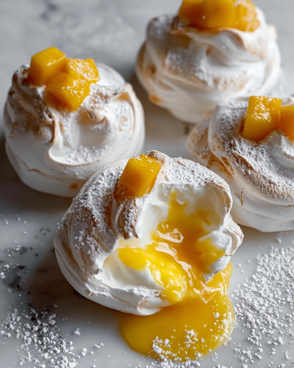Miso Mango Meringue Clouds with Caramel Swirl Recipe - Recipe Image