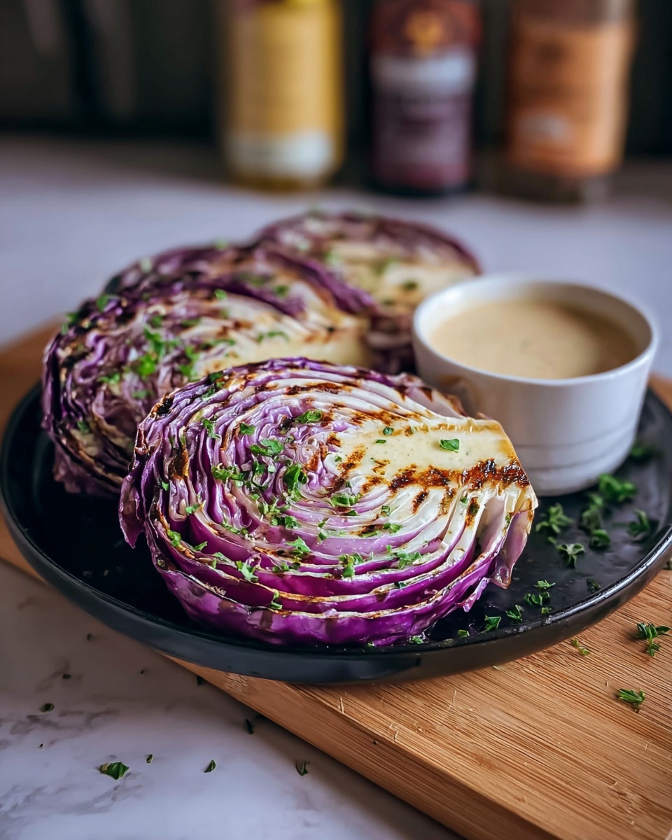 Oven Roasted Garlic Cabbage Steaks Recipe - Recipe Image