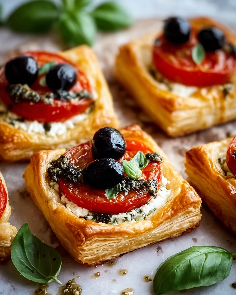 Tomato, Black Olive, and Ricotta Puff Tarts Recipe - Recipe Image