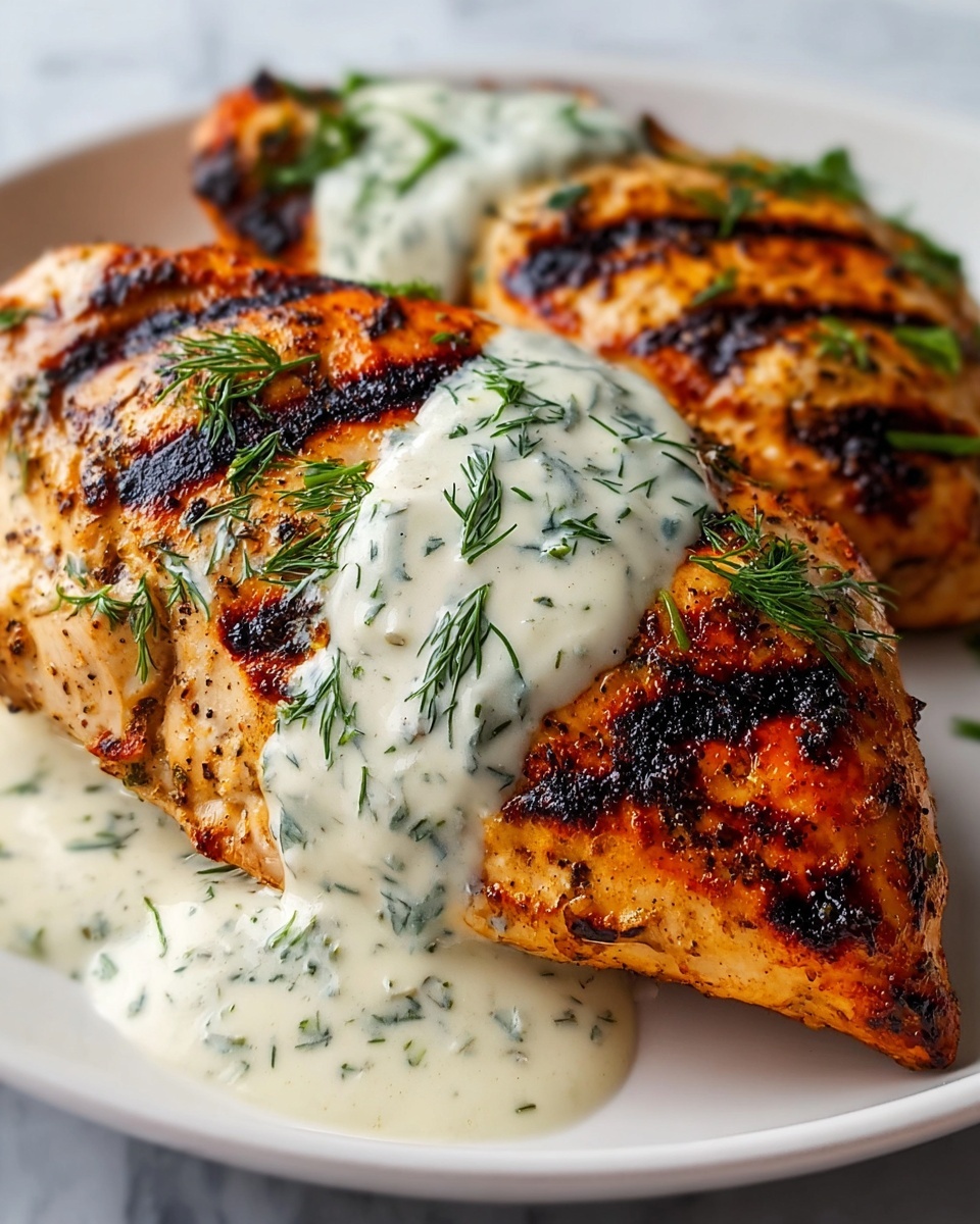 Grilled Chicken Breast with Creamy Dill Sauce Recipe - Recipe Image
