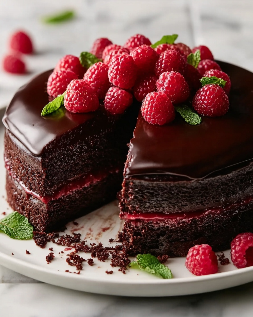 Decadent Chocolate Cake with Fresh Raspberry Bliss Recipe - Recipe Image