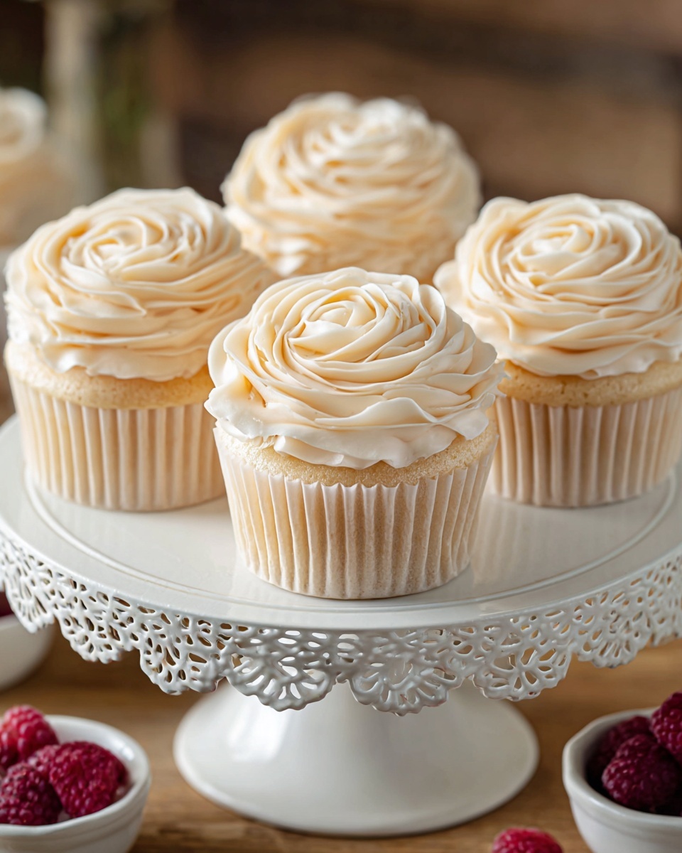 Almond Wedding Cake Cupcakes with Raspberry Filling Recipe - Recipe Image