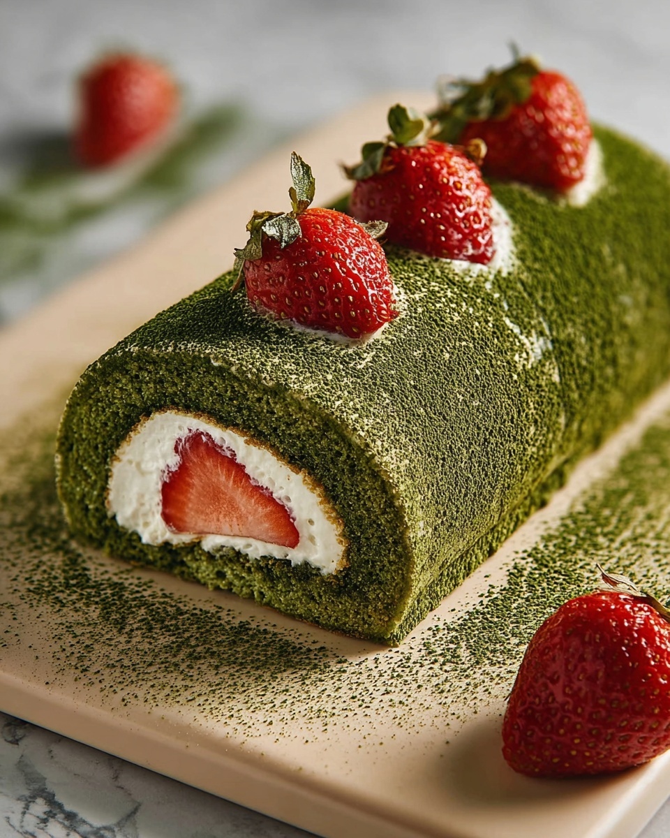 Matcha & Strawberry Roulade Recipe - Recipe Image