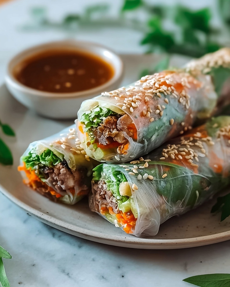 Beef Spring Rolls with Peanut Lime Sauce Recipe - Recipe Image