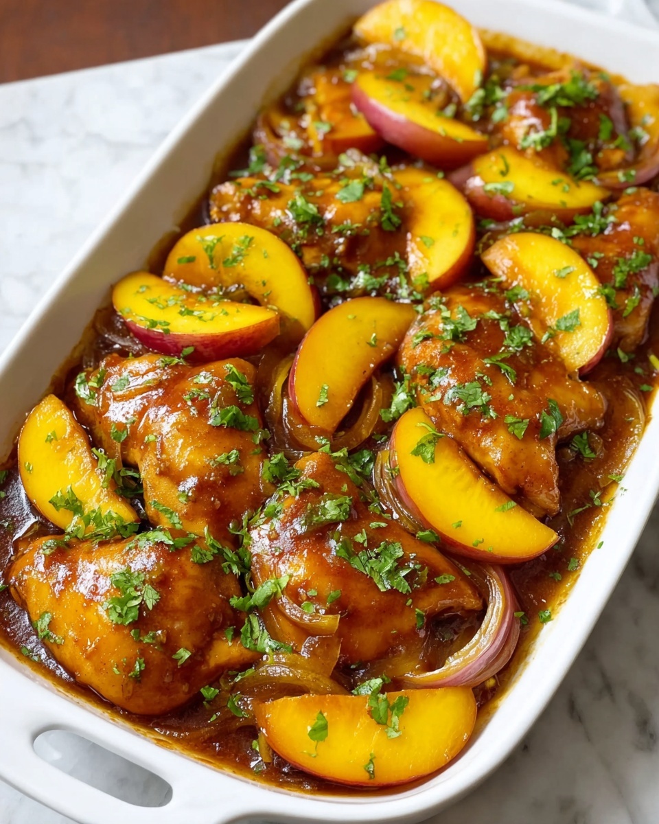 Roasted Peach BBQ Chicken Bake Recipe - Recipe Image