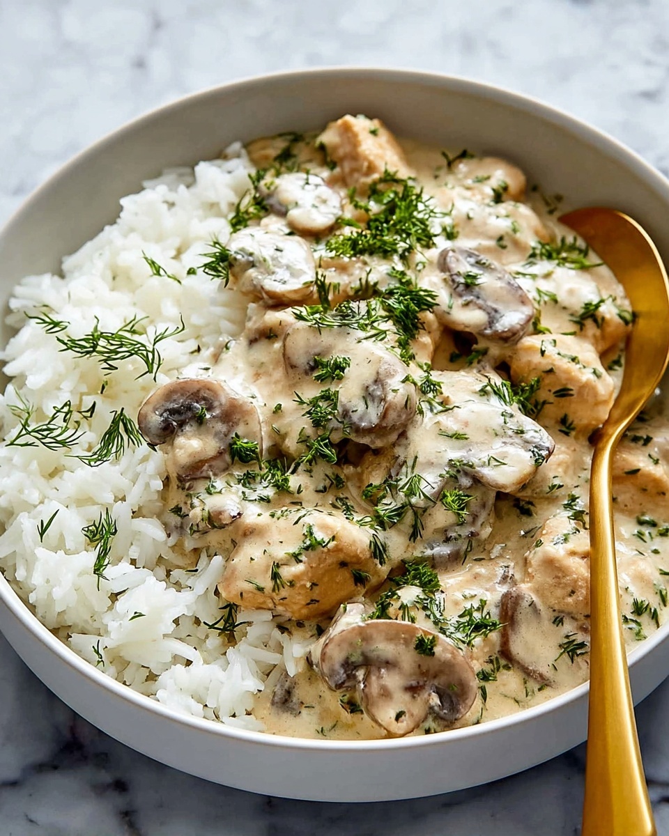 Chicken and Mushrooms in Creamy Dill Sauce Recipe - Recipe Image