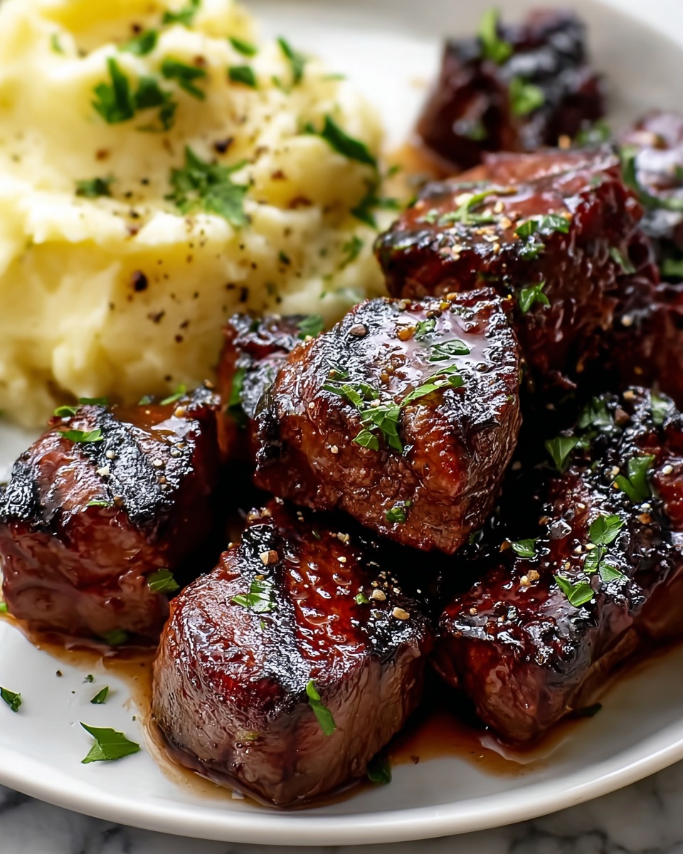 Garlic Parmesan Steak Bites with Mashed Potatoes Recipe - Recipe Image