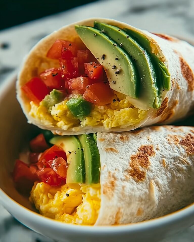 Low Carb Breakfast Burrito with Eggs, Avocado, and Sautéed Vegetables Recipe