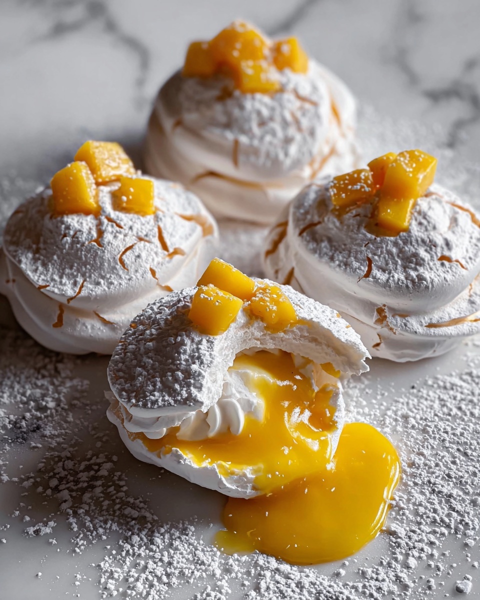 Miso Mango Meringue Clouds with Caramel Swirl Recipe - Recipe Image
