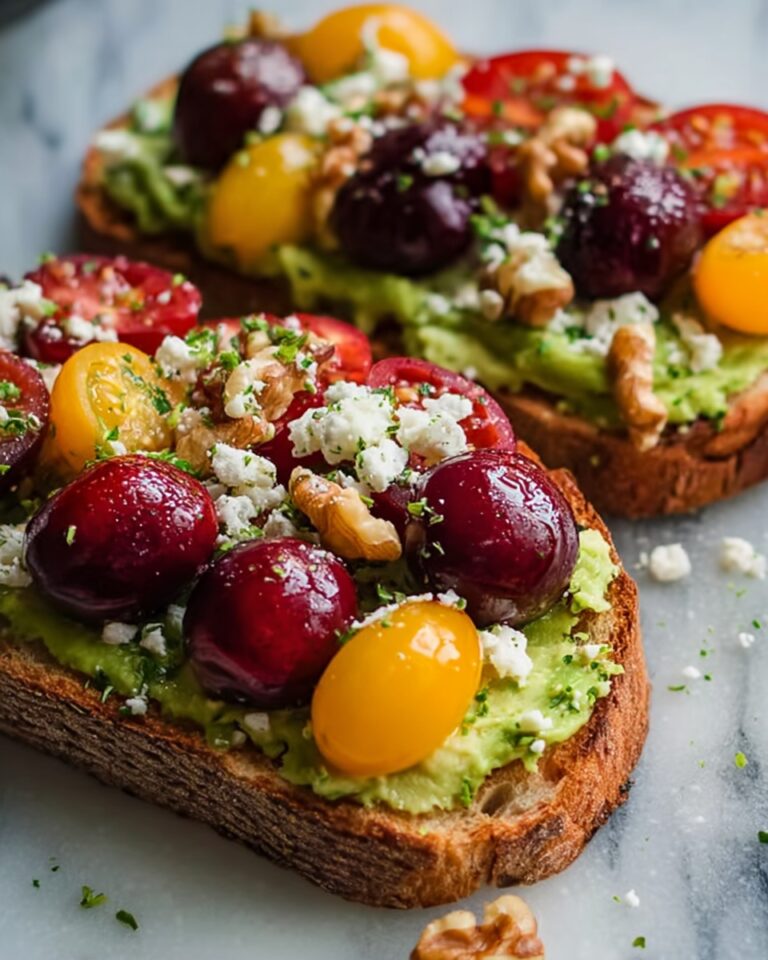 Avocado Toast with Feta, Cherry Tomatoes, Cranberries, and Walnuts Recipe