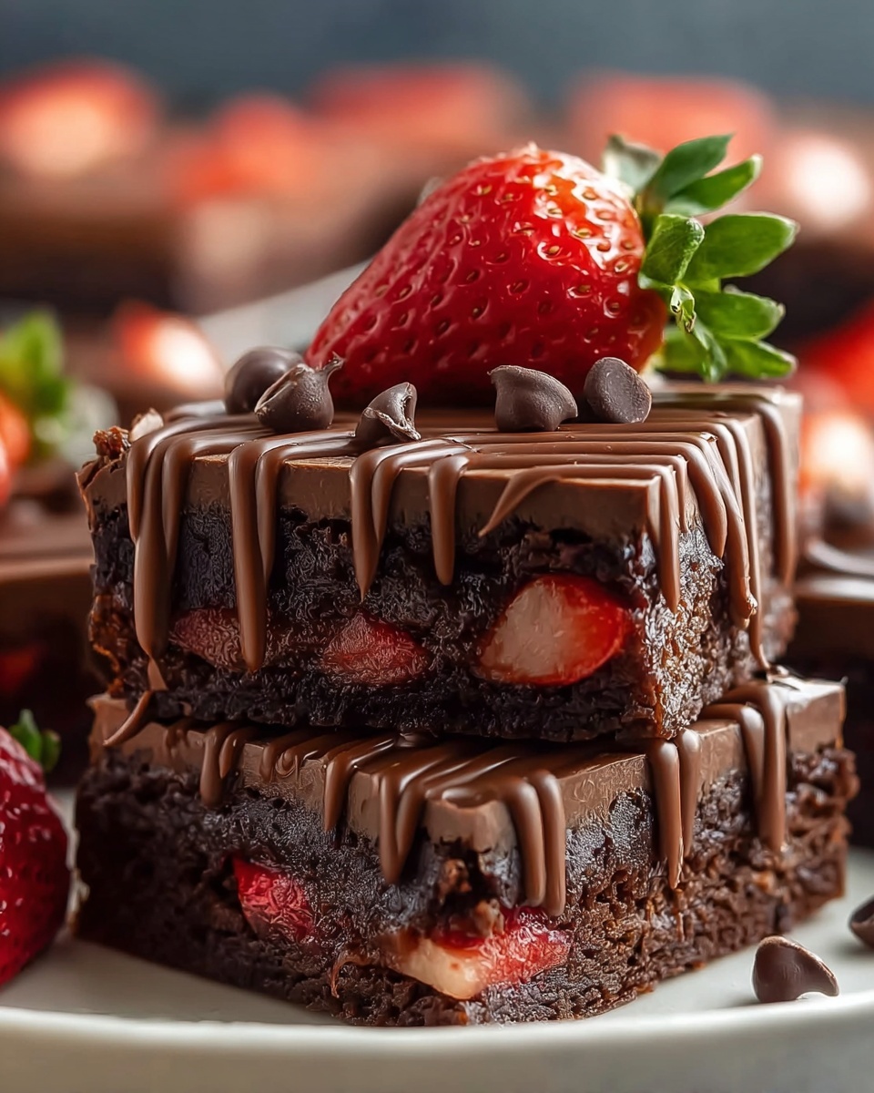 Chocolate-Dipped Strawberry Brownies Recipe - Recipe Image
