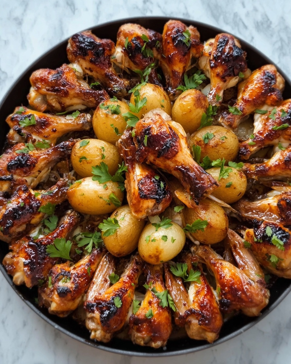 Finger-Lickin’ Good Chicken Wings with Crispy Potatoes Recipe - Recipe Image