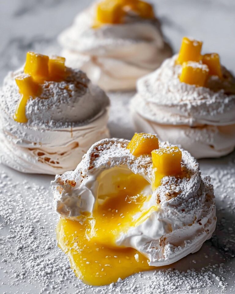 Miso Mango Meringue Clouds with Caramel Swirl Recipe