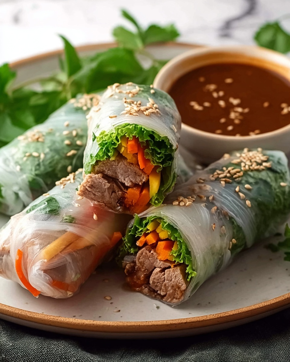 Beef Spring Rolls with Peanut Lime Sauce Recipe - Recipe Image
