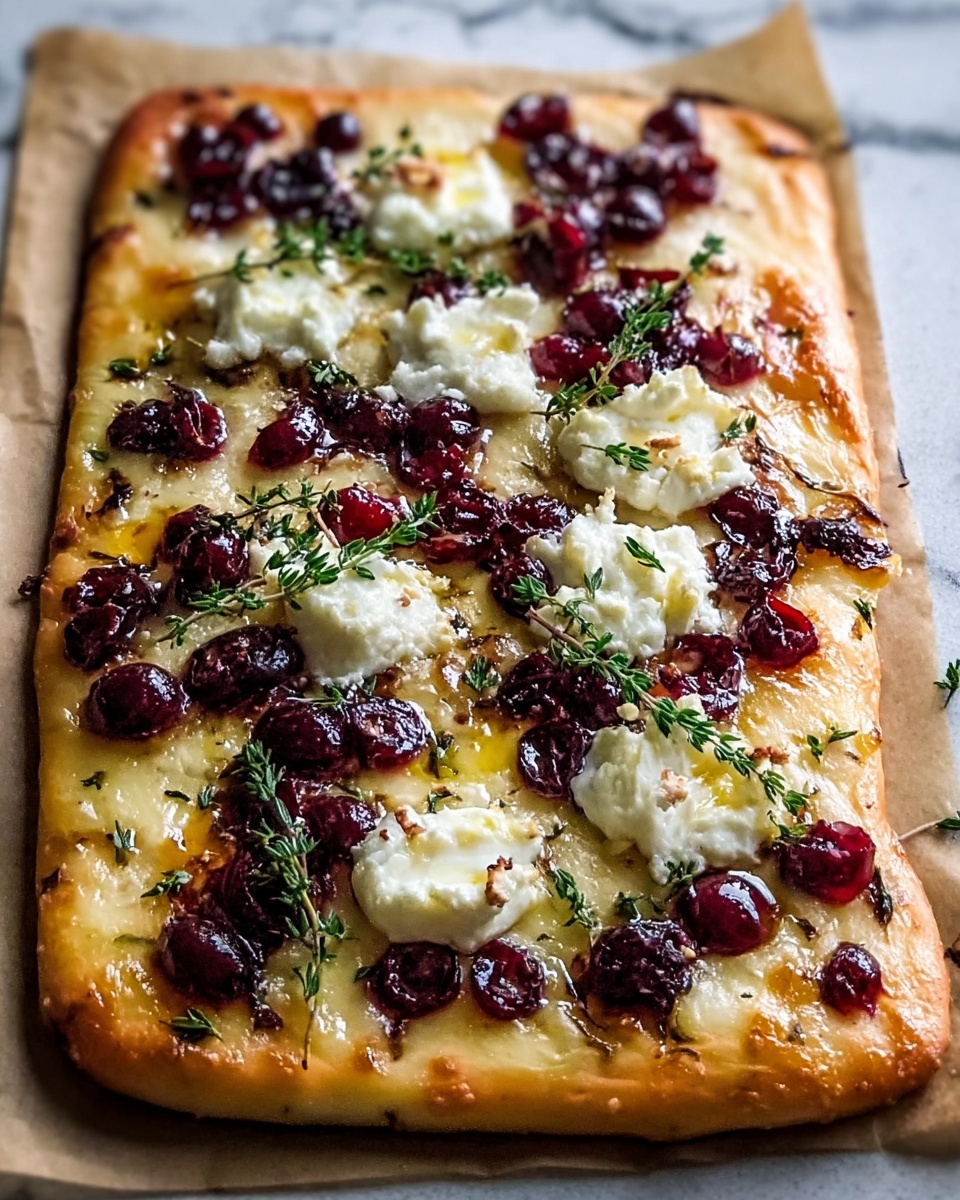Rustic Cranberry & Balsamic Glazed Flatbread with Fresh Herbs Recipe - Recipe Image