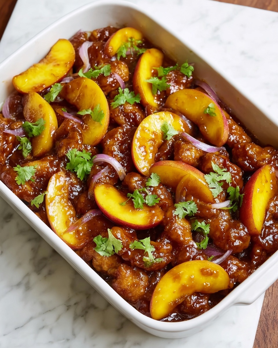 Roasted Peach BBQ Chicken Bake Recipe - Recipe Image