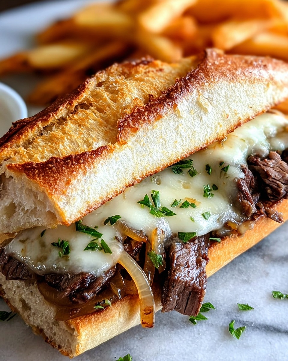 Herb Butter Ribeye Steak Sandwich with Caramelized Onions and Havarti Recipe - Recipe Image