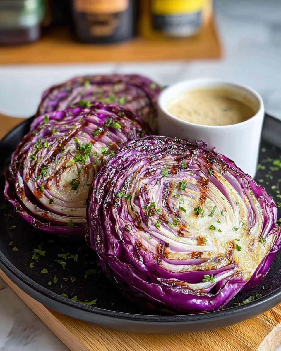 Oven Roasted Garlic Cabbage Steaks Recipe - Recipe Image