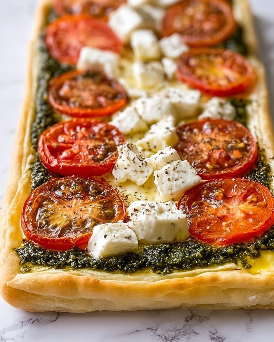 Pesto Caprese Puff Pastry Pizza Recipe - Recipe Image